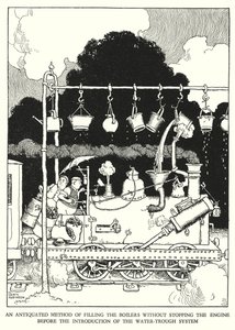 Ilustração para a Ribaldry Ferroviária de W Heath Robinson (litho) de William Heath Robinson