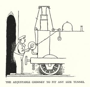 Ilustração para a Ribaldry Ferroviária de W Heath Robinson (litho) de William Heath Robinson