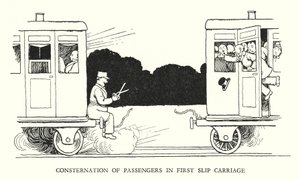 Ilustração para a Ribaldry Ferroviária de W Heath Robinson (litho) de William Heath Robinson