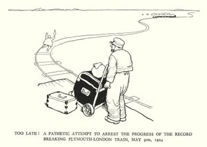 Ilustração para a Ribaldry Ferroviária de W Heath Robinson (litho) de William Heath Robinson