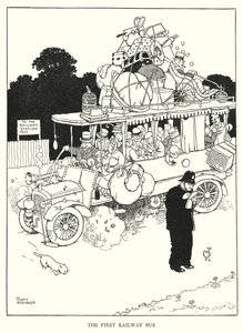 Ilustração para a Ribaldry Ferroviária de W Heath Robinson (litho) de William Heath Robinson
