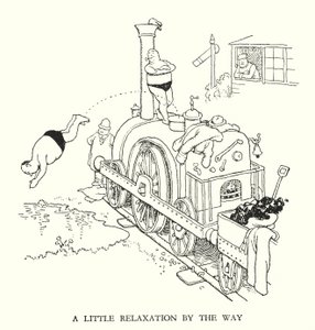 Ilustração para a Ribaldry Ferroviária de W Heath Robinson (litho) de William Heath Robinson