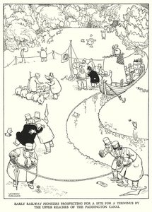 Ilustração para a Ribaldry Ferroviária de W Heath Robinson (litho) de William Heath Robinson