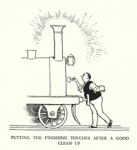 Ilustração para a Ribaldry Ferroviária de W Heath Robinson (litho) de William Heath Robinson