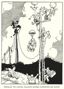 Ilustração para a Ribaldry Ferroviária de W Heath Robinson (litho) de William Heath Robinson