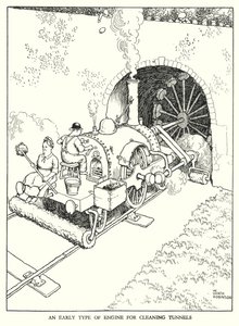 Ilustração para a Ribaldry Ferroviária de W Heath Robinson (litho) de William Heath Robinson