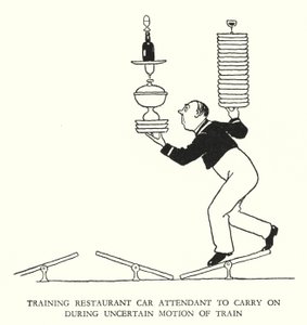 Ilustração para a Ribaldry Ferroviária de W Heath Robinson (litho) de William Heath Robinson