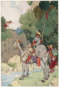 Ilustração para As Aventuras de Dom Quixote (cor litho) de William Heath Robinson