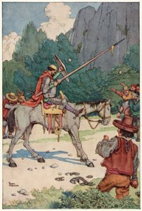 Ilustração para As Aventuras de Dom Quixote (cor litho) de William Heath Robinson