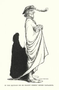Neste equipamento ele se apresentou diante de Pantagruel (litho) de William Heath Robinson