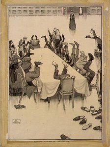 Inspeção de meias na véspera de Natal (tinta e lavagem) de William Heath Robinson
