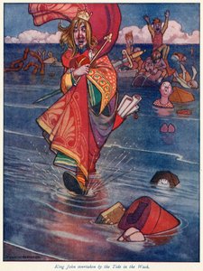 King John ultrapassado pela maré na lavagem de William Heath Robinson