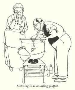 Ouvir um peixe-dourado doente (litho) de William Heath Robinson