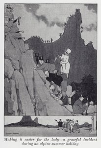 Tornar mais fácil para a senhora, um incidente gracioso durante umas férias alpinas de Verão (litho) de William Heath Robinson