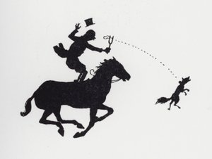 Homem a cavalo catapultando a raposa (litho) de William Heath Robinson