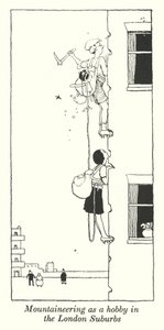 O alpinismo como hobby nos subúrbios de Londres (litho) de William Heath Robinson