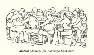 Massagem Mútua para as Epidemias de Lumbago (litho) de William Heath Robinson