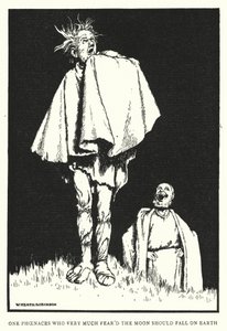 Uma Fenaces que temia muito que a lua caísse sobre a terra (litho) de William Heath Robinson