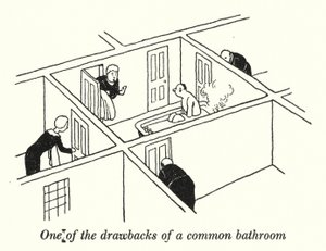 Um dos inconvenientes de um banheiro comum (litho) de William Heath Robinson