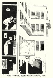 Canto dos animais, Boldersbury Court, SW (litho) de William Heath Robinson