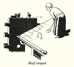 Croquete de telhado (litho) de William Heath Robinson