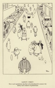 Segurança primeiro! Novos regulamentos rodoviários que em breve serão introduzidos para garantir a segurança e o conforto dos pedestres de William Heath Robinson