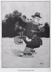Gadget de patinação autopropulsado, ilustração de &39;invenções&39; de William Heath Robinson