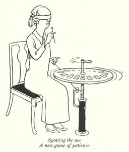 Spotting the ace, Um novo jogo de paciência (litho) de William Heath Robinson