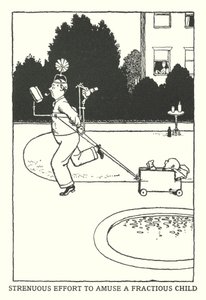 Esforço para divertir uma criança fracassada (litho) de William Heath Robinson
