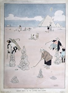 Problemas de Verão nos Trópicos - Snake Casts on the Sahara Golf Course (caneta, tinta e aguarela) de William Heath Robinson