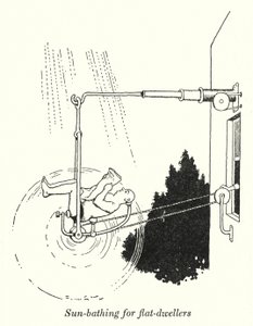 Banho de sol para os moradores do apartamento (litho) de William Heath Robinson