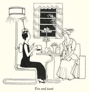 Chá e torradas (litho) de William Heath Robinson