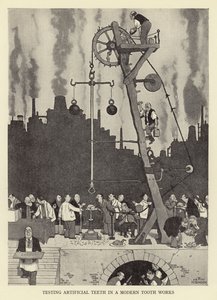 Teste de dentes artificiais em um dente moderno funciona de William Heath Robinson
