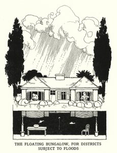 O Bungalow Flutuante, para Distritos Sujeitos a Inundações (litho) de William Heath Robinson