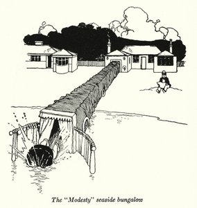 O bangalô "Modéstia" à beira-mar (litho) de William Heath Robinson