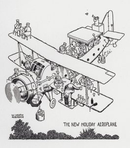 O Novo Avião de Férias (litho) de William Heath Robinson
