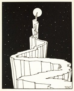 O Caminho para a Lua, de Um Livro de Imagens, pub. 1898 (gravura) de William Heath Robinson