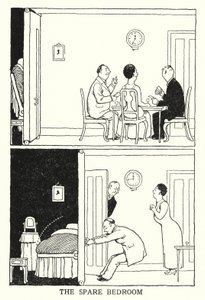 O quarto de hóspedes (litho) de William Heath Robinson
