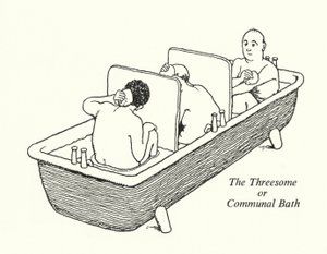 O Banho a Três ou Banho Comunal (litho) de William Heath Robinson