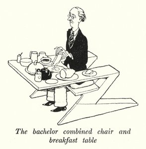 A cadeira combinada de solteiro e mesa de café da manhã (litho) de William Heath Robinson