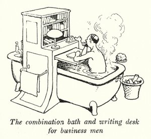 A combinação banho e escrivaninha para homens de negócios (litho) de William Heath Robinson