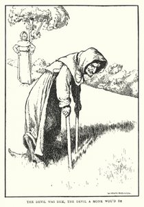 O diabo estava doente, o diabo seria um monge (litho) de William Heath Robinson