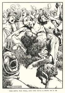 O diabo estava bem, e o diabo seria um monge (litho) de William Heath Robinson