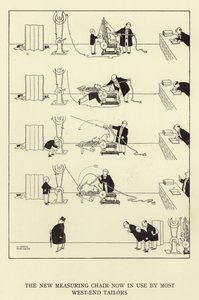 A nova cadeira de medição agora em uso pela maioria dos alfaiates do oeste de William Heath Robinson