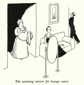 O espelho de aviso para os utilizadores do lounge (litho) de William Heath Robinson