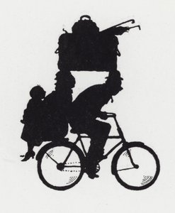 Passeio de bicicleta com a família (litho) de William Heath Robinson