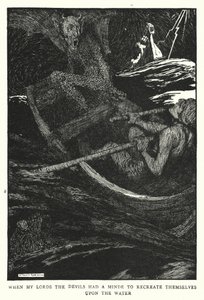 Quando os meus senhores os demónios tiveram um minuto para se recriarem sobre a água (litho) de William Heath Robinson