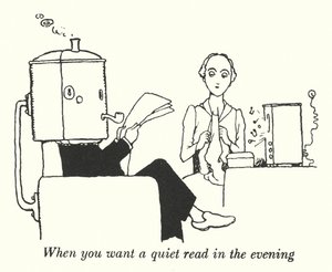 Quando você quer uma leitura calma à noite (litho) de William Heath Robinson