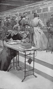 A trabalhar numa sala de telefones (litografia)