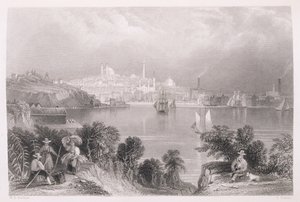Uma visão de Baltimore, de "A História dos Estados Unidos", vol. II, de Charles Mackay, gravado por S. Fisher de William Henry Bartlett